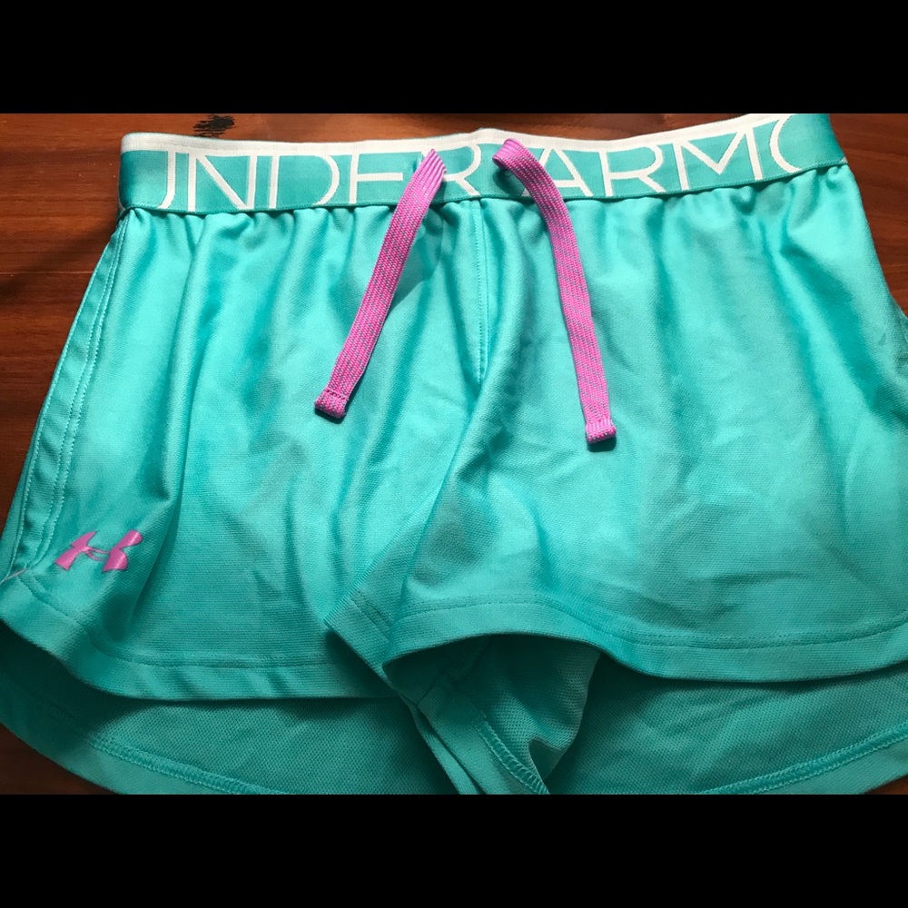 Under amour girls teal shorts